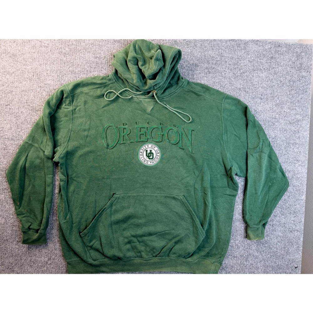 Vintage Lee Sport Oregon Ducks Hoodie Mens XL Green Y2K Embroidered Pullover